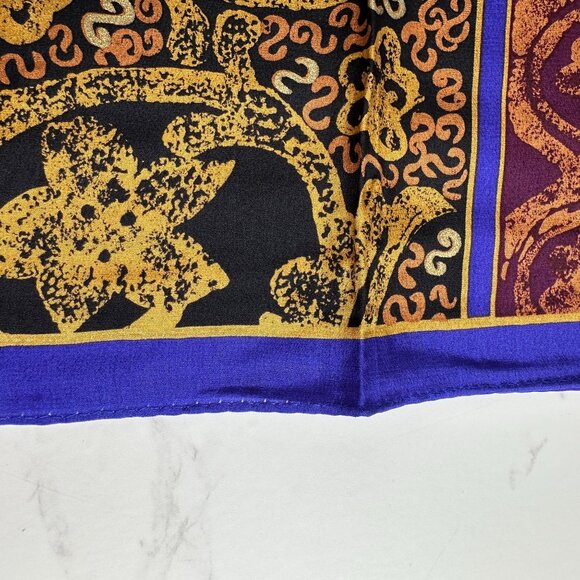 Vintage Vera Neumann Purple, Black & Burgundy Medallion Silk Scarf - 28" Square - Picture 2 of 8